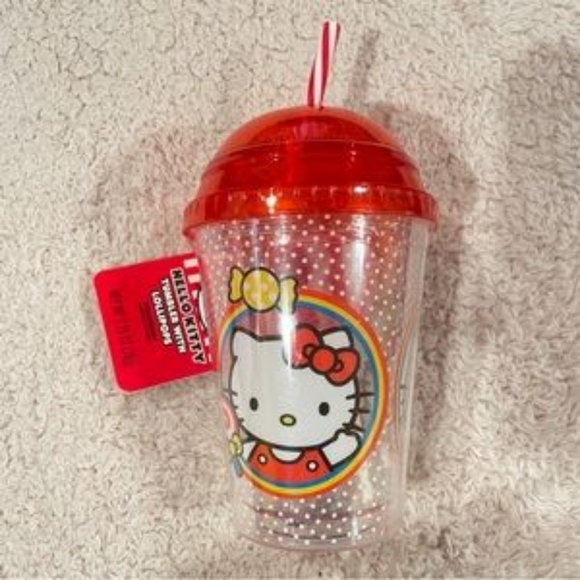 Hello Kitty Red Tumbler with Lollipops. - Picture 1 of 3